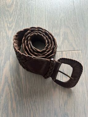 Next - Braided Brown Leather Belt - S